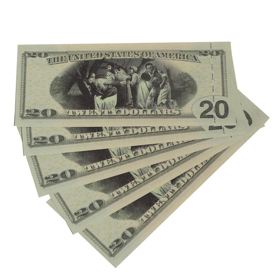 Harriet Tubman $20s x 5 Full Print Commemorative Bills - Prop Movie Money