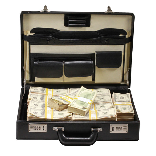 Series 2000s $500,000 Aged Blank Filler Briefcase - Prop Movie Money