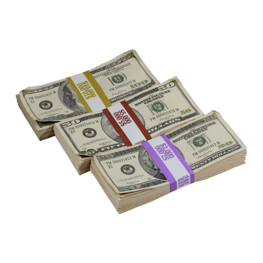 2000 Series Mix $17,000 Aged Full Print Prop Money Bundle - Prop Movie Money