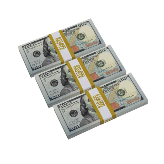 New Style $100s $30,000 Full Print Prop Money Bundle - Prop Movie Money