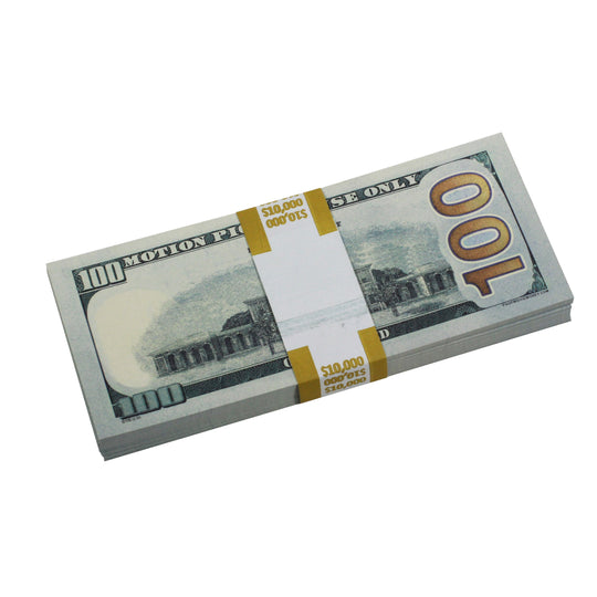 New Style $100 Full Print Prop Money Stack - Prop Movie Money