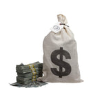 New Series $50,000 Aged Blank Filler Stacks with Money Bag - Prop Movie Money