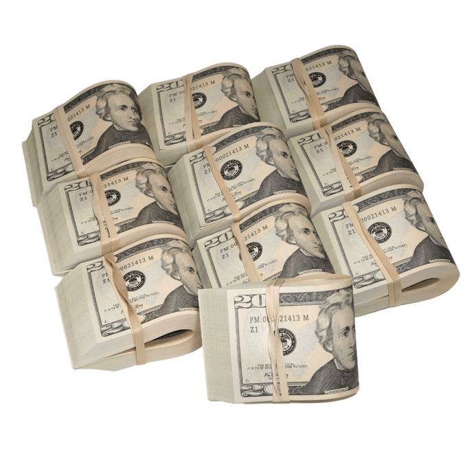 New Series $20,000 Blank Filler Fat Fold Bundle - Prop Movie Money