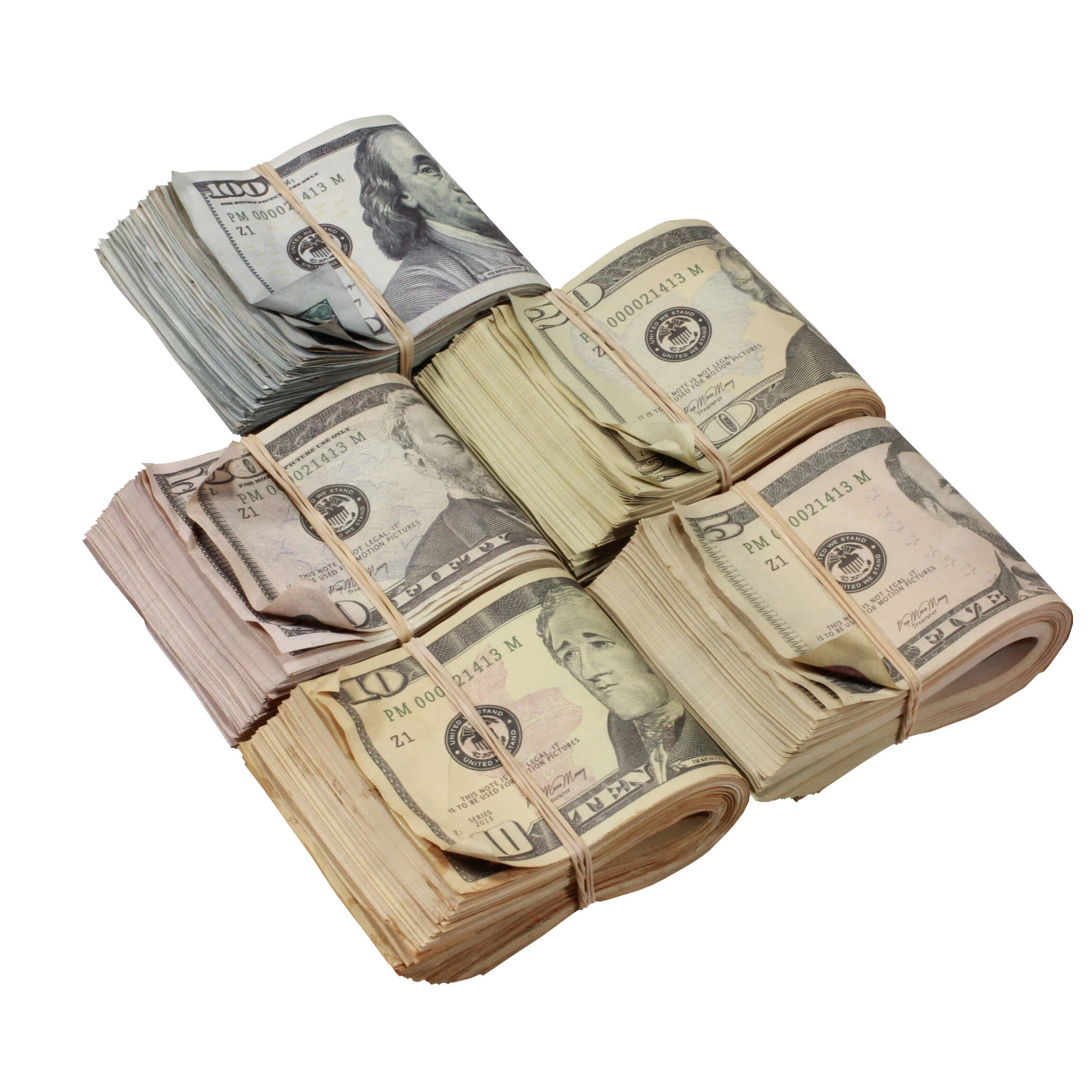 New Series Mix $18,500 Aged Blank Filler Fat Fold Bundle - Prop Movie Money