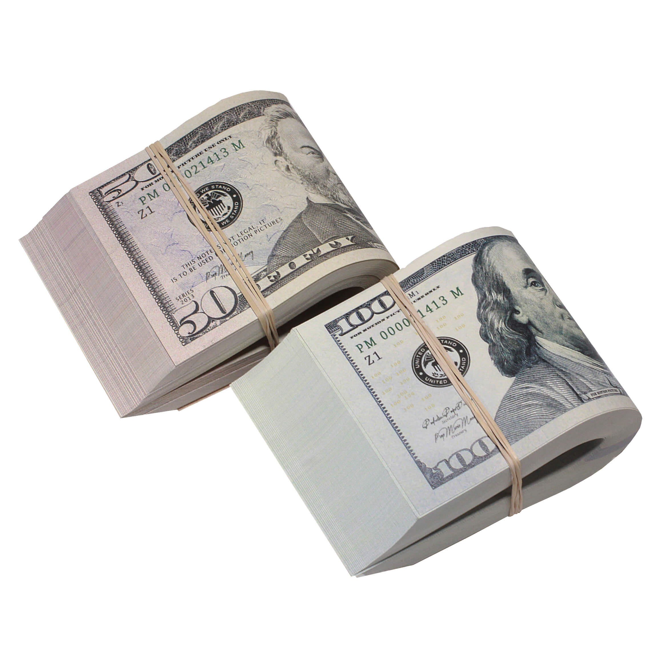 New Series Mix $15,000 Full Print Fold Prop Money Bundle