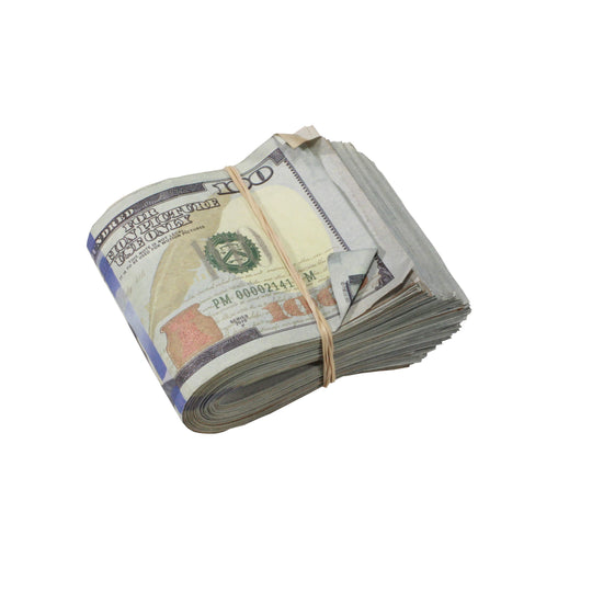 New Series $100,000 Aged Full Print Fold Prop Money Bundle - Prop Movie Money