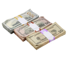 Load image into Gallery viewer, New Series Mix $17,000 Aged Full Print Prop Money Bundle - Prop Movie Money