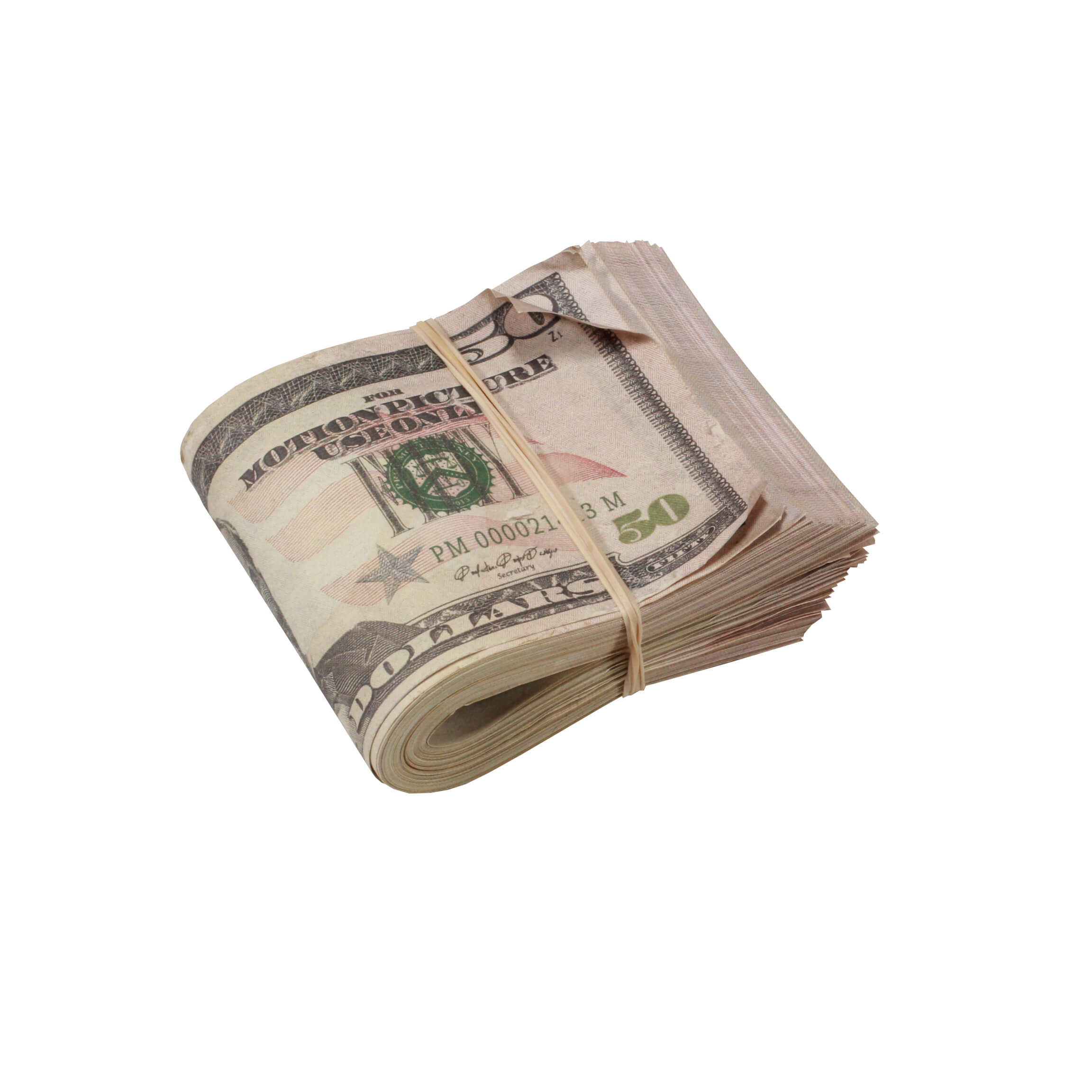 New Series $50,000 Aged Blank Filler Fat Fold Bundle - Prop Movie Money