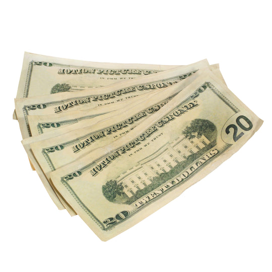 New Series $20,000 Aged Full Print Fold Prop Money Bundle - Prop Movie Money