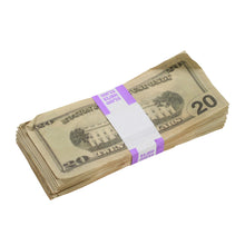 Load image into Gallery viewer, New Series $20&#39;s Aged $2,000 Full Print Prop Money Stack - Prop Movie Money