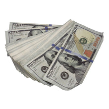 Load image into Gallery viewer, New Series $50,000 Aged Blank Filler Stacks with Money Bag - Prop Movie Money