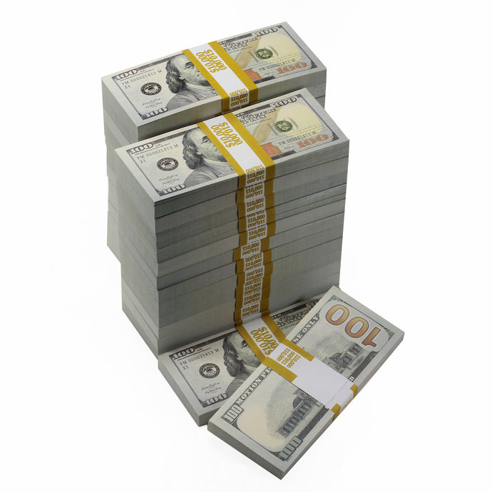 New Style $250,000 Blank Filler Prop Money Package - Prop Movie Money
