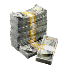 Load image into Gallery viewer, New Series $100,000 Aged Full Print Stacks with Money Bag - Prop Movie Money