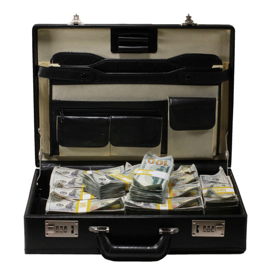 New Style $500,000 Aged Blank Filler Briefcase - Prop Movie Money