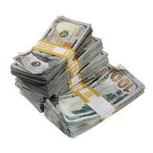 Load image into Gallery viewer, New Series $50,000 Aged Full Print Stacks with Money Bag - Prop Movie Money