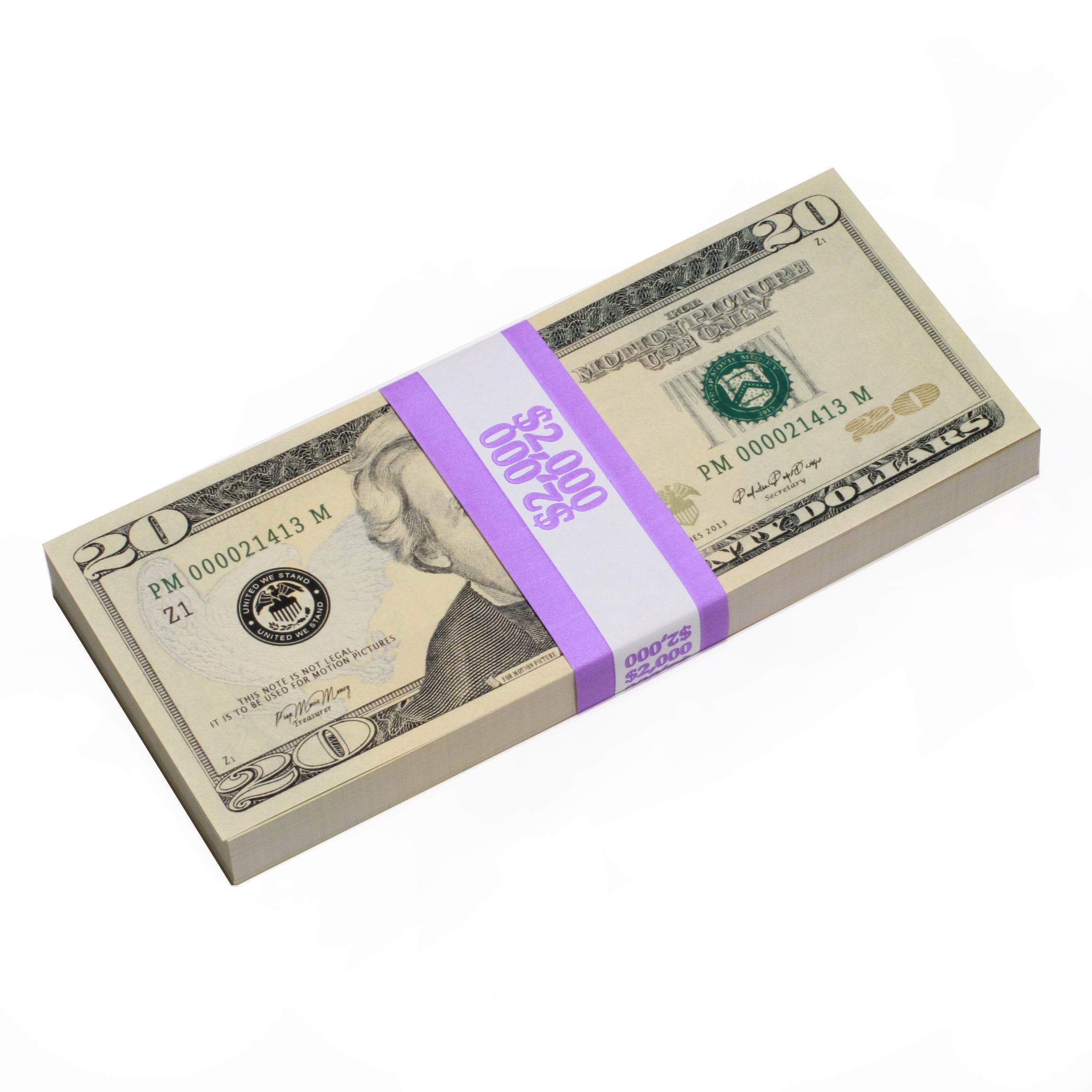 New Style $20 Full Print Prop Money Stack - Prop Movie Money