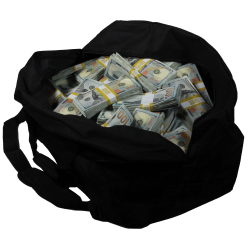 designer duffle bag full of money