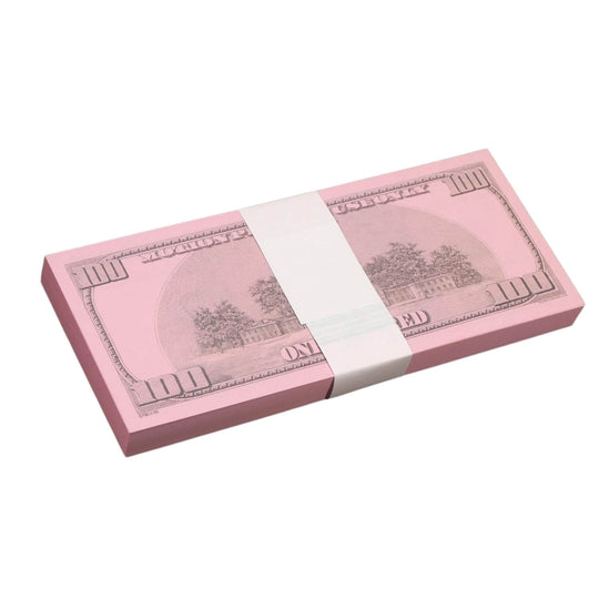 Series 2000 $100 Full Print Pink Money Stack - Prop Movie Money