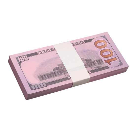 New Series $100 Full Print Purple Money Stack - Prop Movie Money