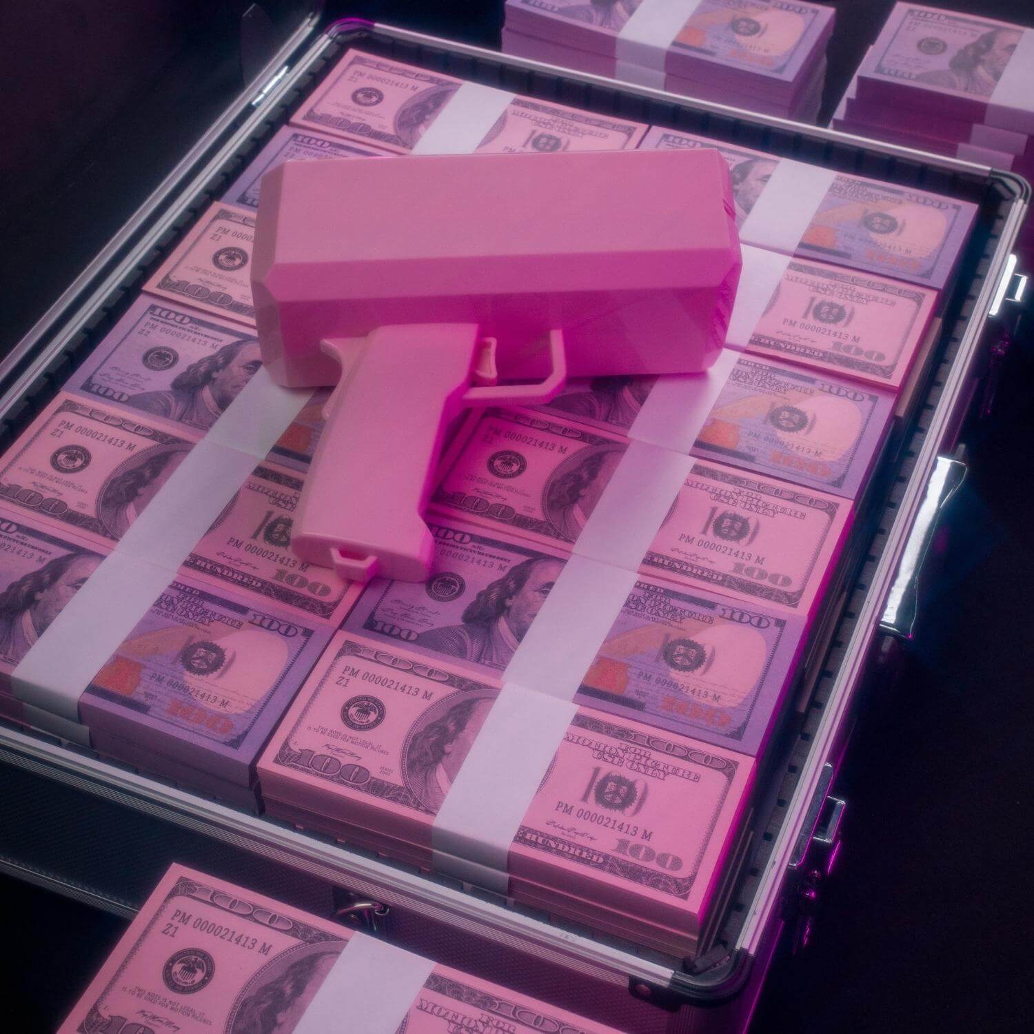 Series 2000 $100 Full Print Pink Money Stack - Prop Movie Money