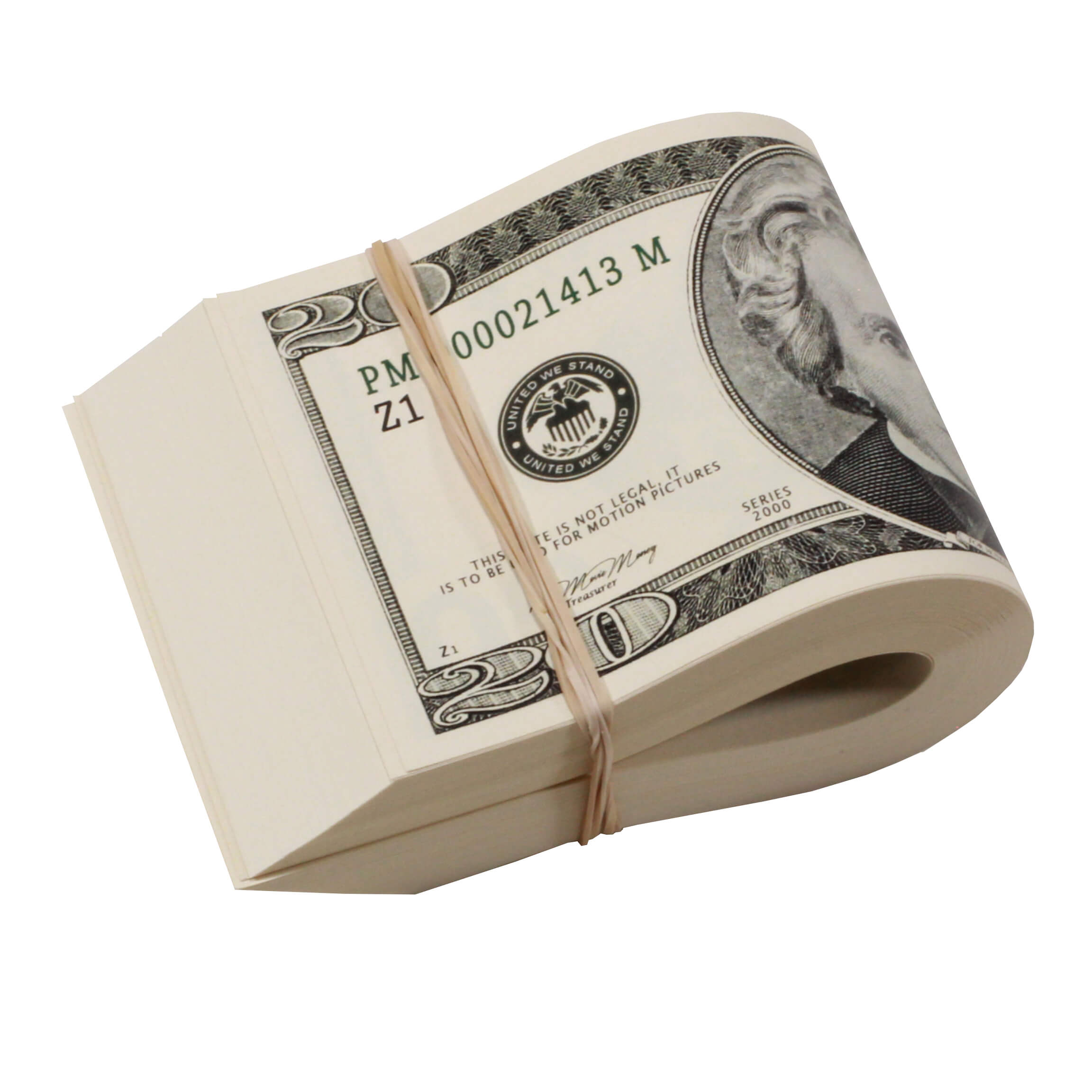 2000 Series $20,000 Full Print Fold Bundle - Prop Movie Money