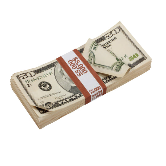 2000 Series $50,000 Aged Full Print Prop Money Package - Prop Movie Money