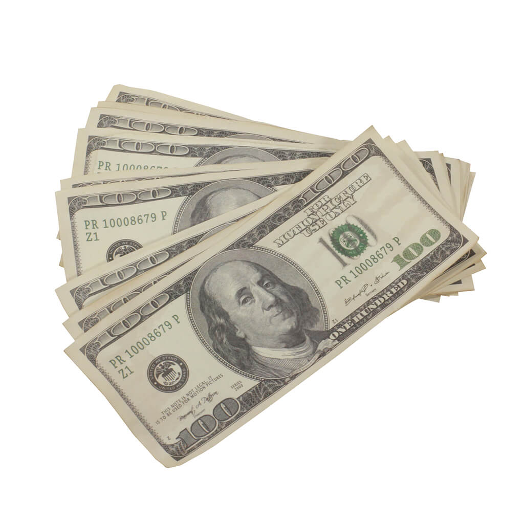 2000 Series $750,000 Aged Full Print Stacks with Silver Aluminum Case - Prop Movie Money