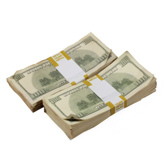 2000 Series $100s $20,000 Aged Full Print Prop Money Bundle - Prop Movie Money