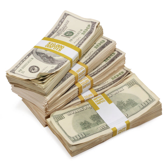 2000 Series $100s Aged $50,000 Blank Filler Prop Money Package - Prop Movie Money