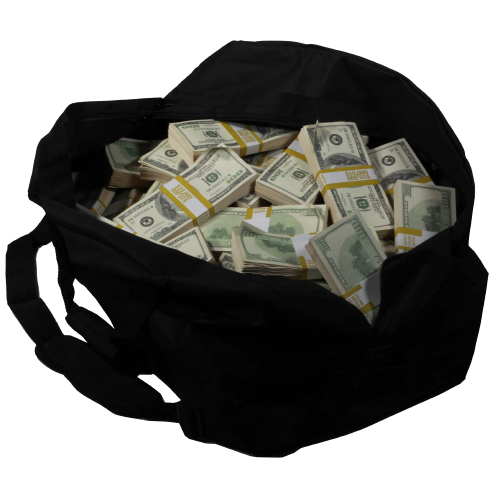 2000 Series $1,000,000 Aged Blank Filler Duffel Bag - Prop Movie Money