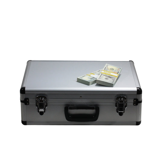 New Series $750,000 Blank Filler Stacks with Silver Aluminum Case - Prop Movie Money