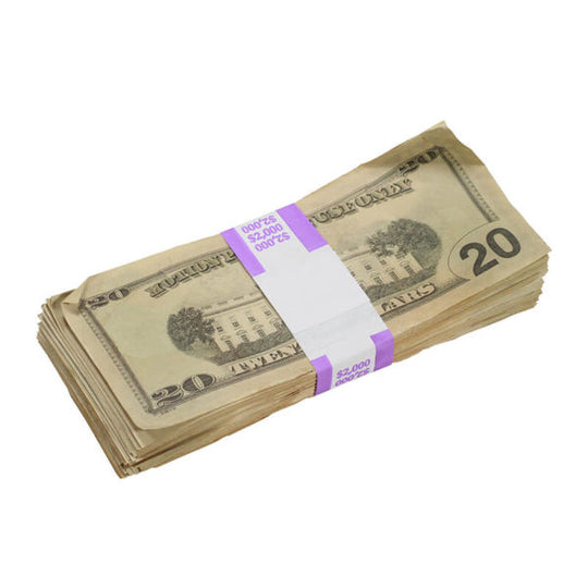 New Style $20s Aged $2,000 Blank Filler Stack - Prop Movie Money