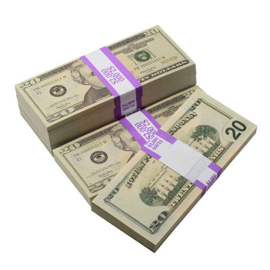 New Style $20s Full Print $10,000 Prop Money Package - Prop Movie Money