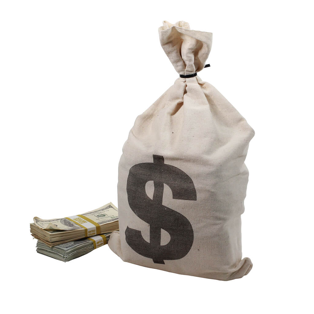 Canvas Money Bag - Prop Movie Money