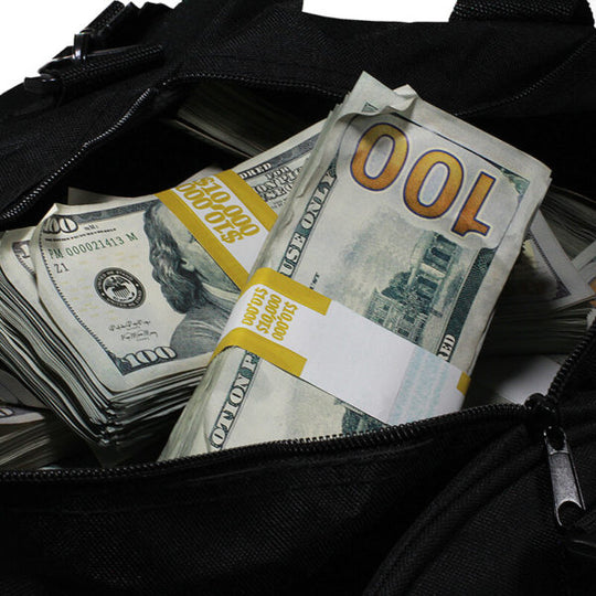 New Series $500,000 Aged Full Print Duffel Bag - Prop Movie Money