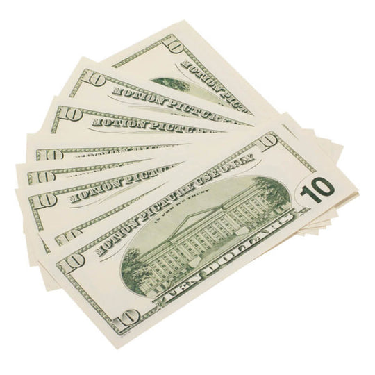 2000 Series $10 Full Print Prop Money Stack - Prop Movie Money