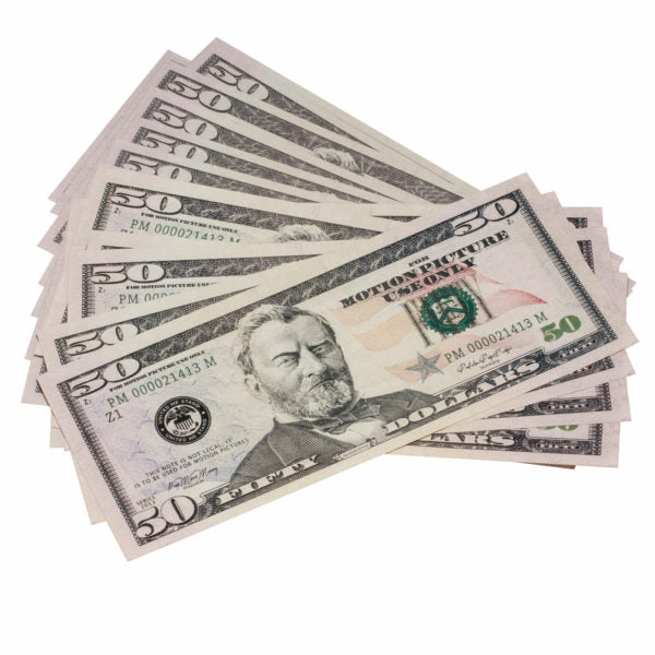 New Style $50 Full Print Prop Money Stack - Prop Movie Money