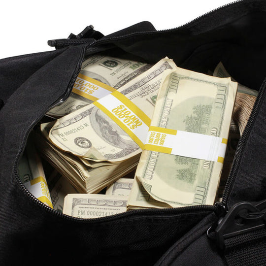 2000 Series $500,000 Aged Full Print Duffel Bag - Prop Movie Money