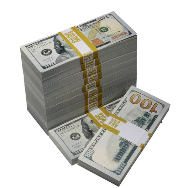 New Style $100,000 Full Print Prop Money Bundle - Prop Movie Money