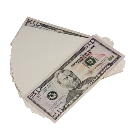 New Style $50s Blank Filler $5,000 Prop Money Stack - Prop Movie Money