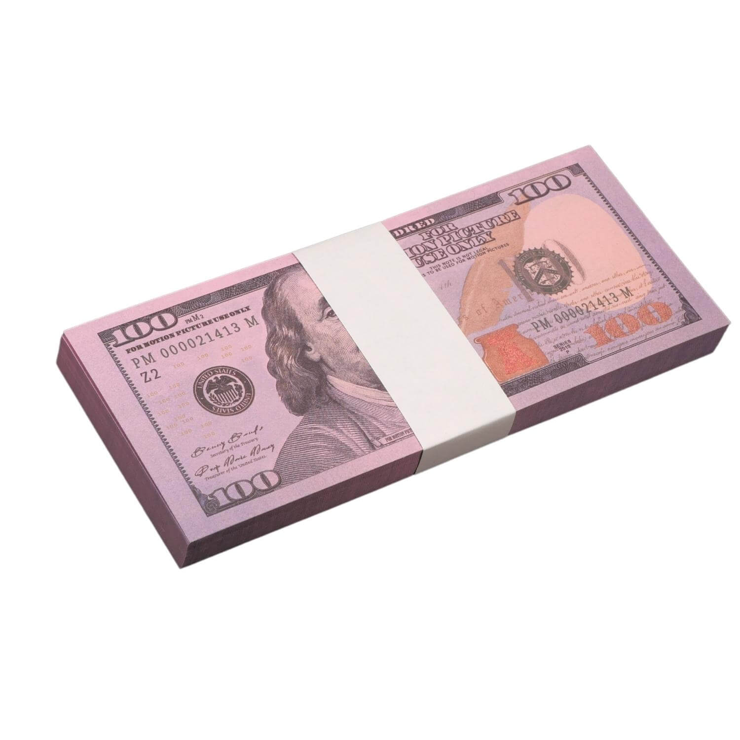 New Series $100 Full Print Purple Money Stack - Prop Movie Money