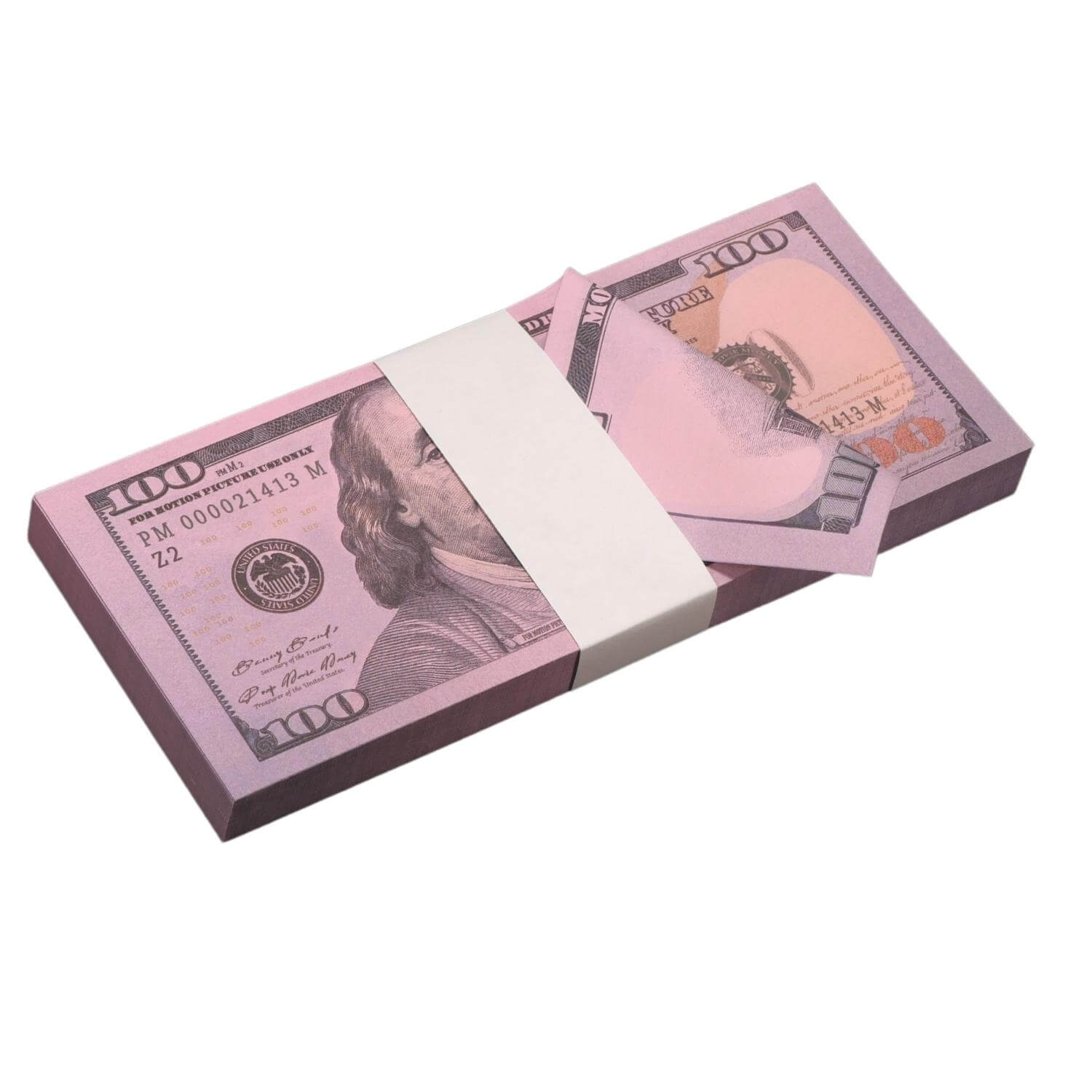 New Series $100 Full Print Purple Money Stack - Prop Movie Money
