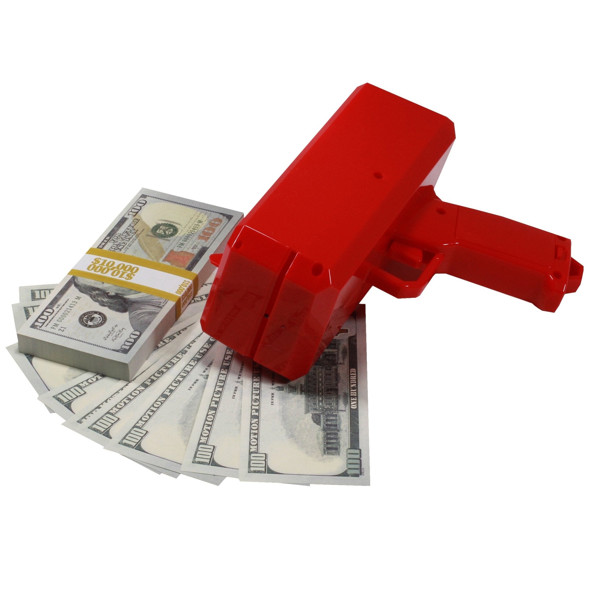 New Series $100 Full Print Stack with Money Gun - Prop Movie Money