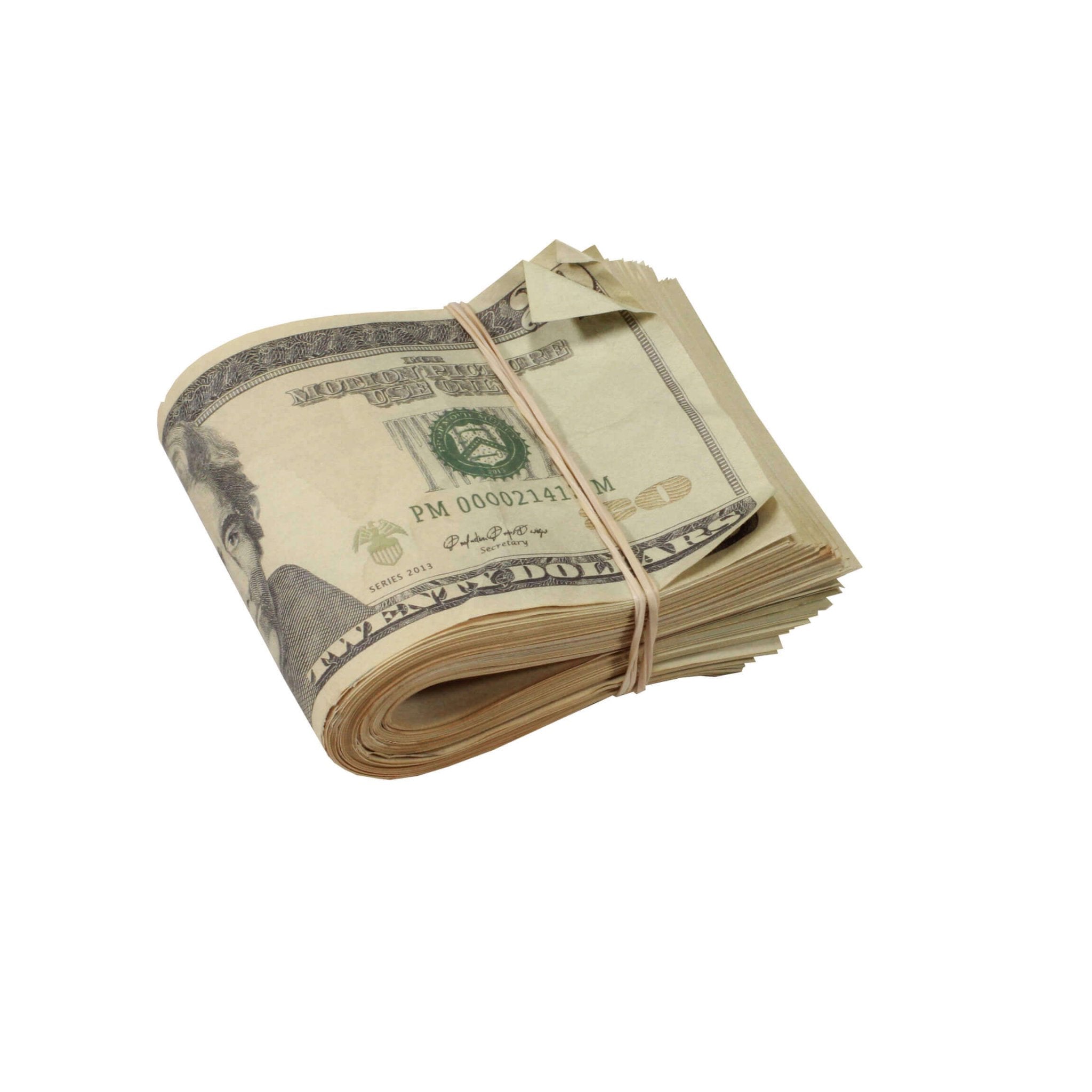 New Series $10,000 Aged Blank Filler Fat Fold Bundle - Prop Movie Money