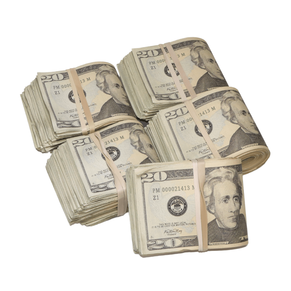 New Series $10,000 Aged Full Print Fold Prop Money Bundle - Prop Movie Money