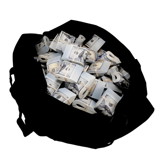 New Series $1,000,000 Blank Filler Fold Duffel Bag - Prop Movie Money