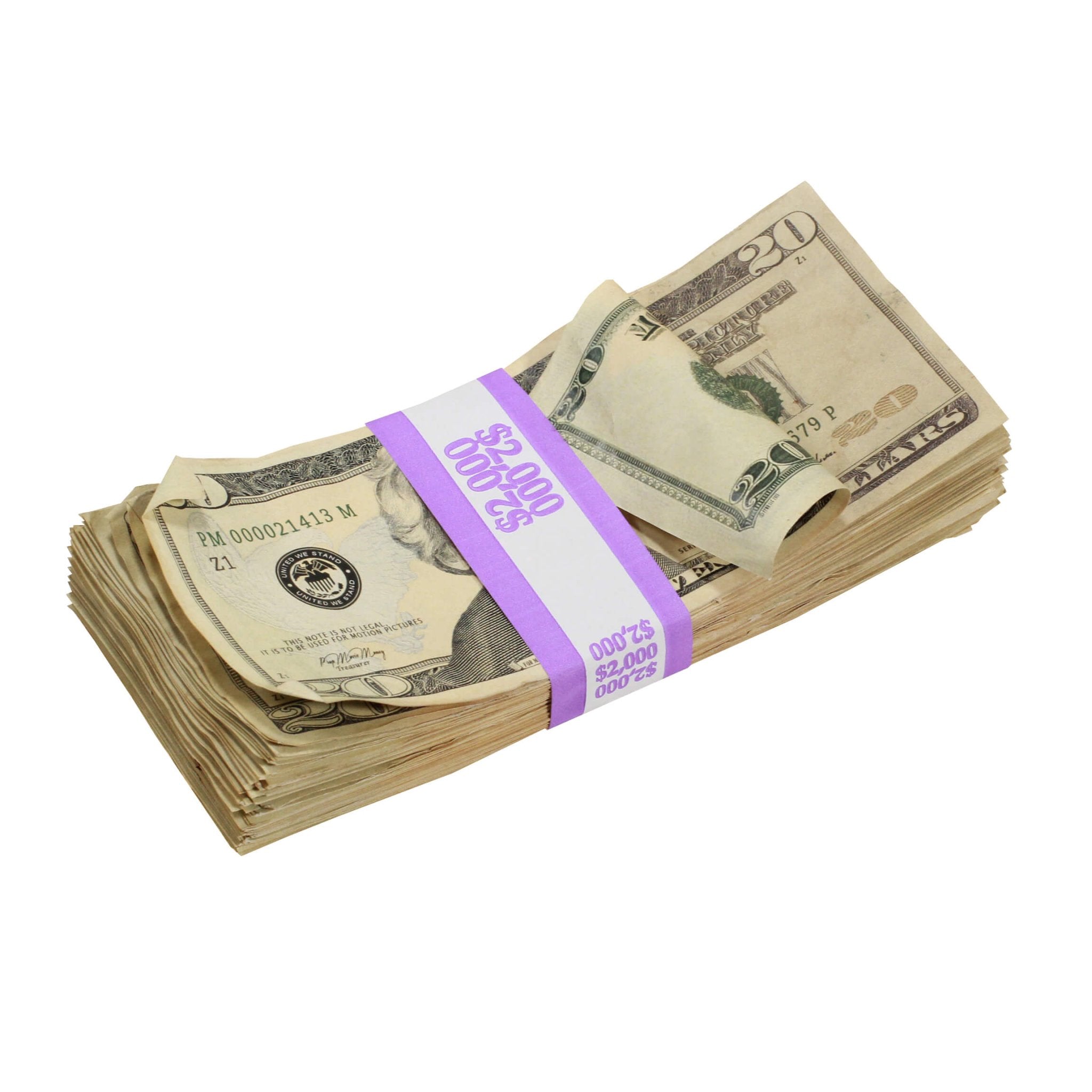 New Series $20's Aged $20,000 Full Print Prop Money Bundle - Prop Movie Money