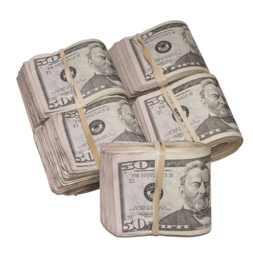 New Series $25,000 Aged Blank Filler Fat Fold Bundle - Prop Movie Money