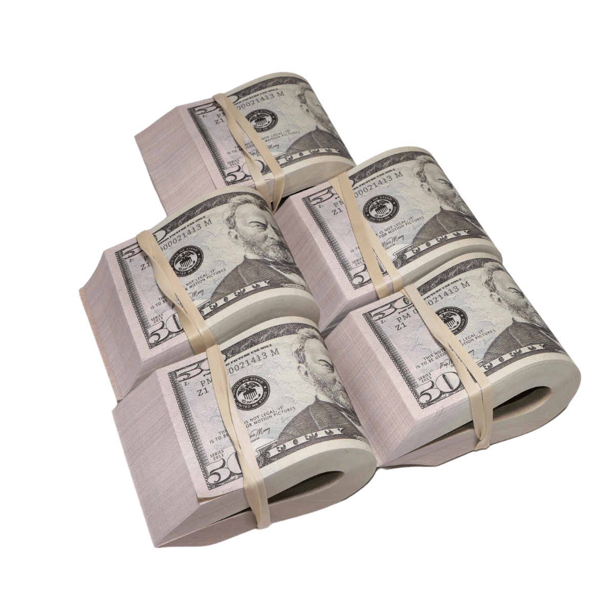 New Series $25,000 Full Print Fold Bundle - Prop Movie Money