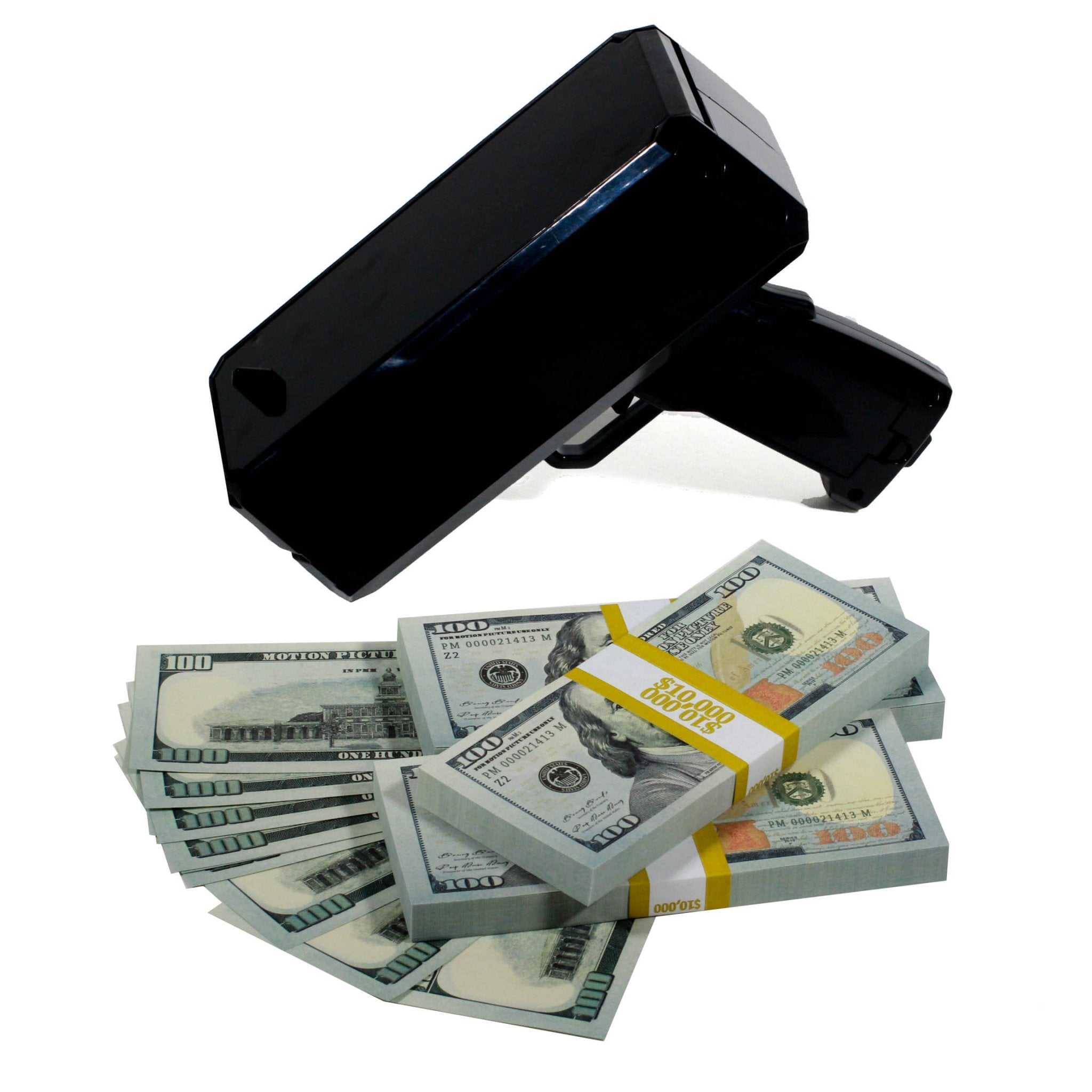 New Series $30,000 Full Print Stacks with Money Gun - Prop Movie Money